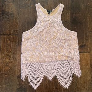 Express lace pink cropped top